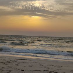 Scenic view of sea against sky during sunset