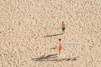 High angle view of people on beach