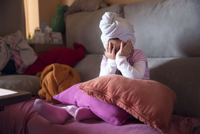 Girl on sofa at home