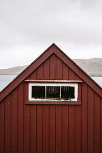 Detail of red small house in kaldbak, streymoy, faroe islands