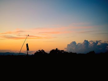 Silhouette plants on field against sky during sunset