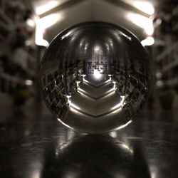 Close-up of crystal ball on table