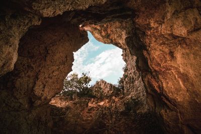 Low angle view of rock formation