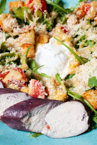 Close-up of salad served in plate