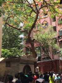 People in front of building