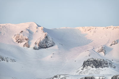 Scenic view of snowcapped mountain against sky