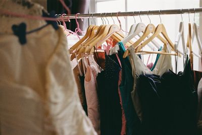 Women clothes standing in store