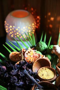 Close-up of dessert on table