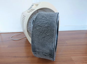 Dust on filter to of air purifier. filter replacement