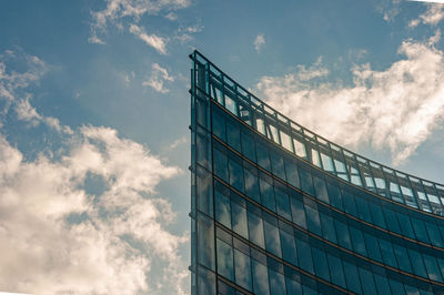 Low angle view of modern building against sky