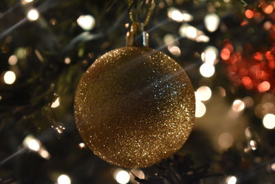 Close-up of illuminated christmas tree