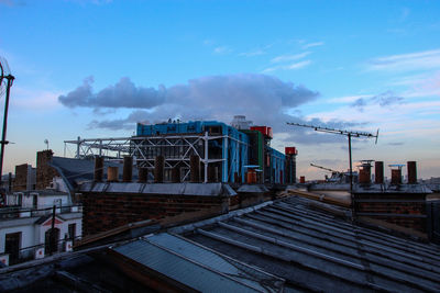 Factory against sky in city