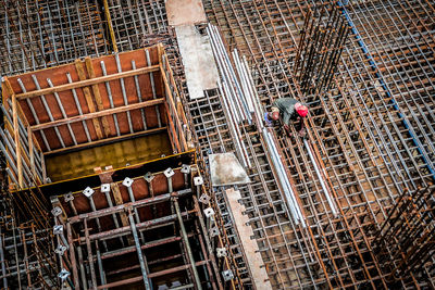High angle view of worker at construction site
