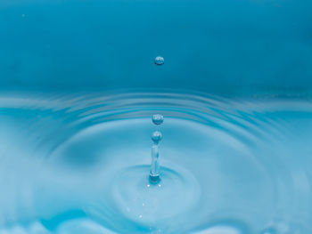 Close-up of drop falling in water