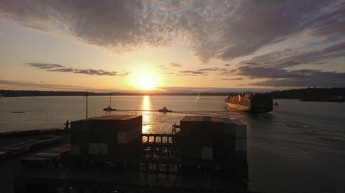 Scenic view of sea against sky during sunset