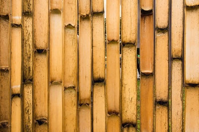 Old brown tone bamboo simple wall or bamboo fence texture background for  design vintage tone. 