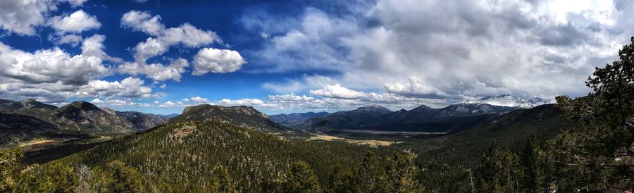 Panoramic view of landscape and mountains against sky