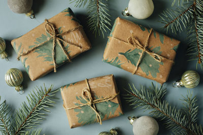 Christmas decorations on table