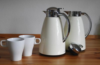 Close-up of coffee cup on table