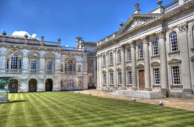 Facade of historic building against sky