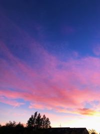 Low angle view of silhouette trees against sky during sunset