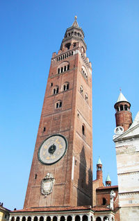 Low angle view of historic building against blue sky