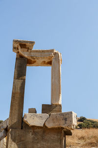  low angle view of old temple of ephesus against clear sky