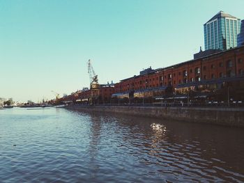 View of buildings against clear sky