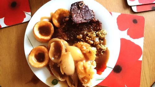 Close-up of food served in plate