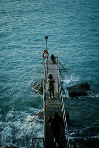 High angle view of man on sea