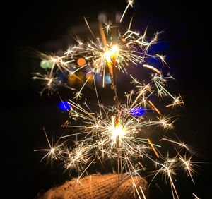 Firework display at night