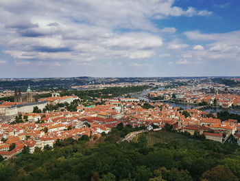High angle view of townscape against sky