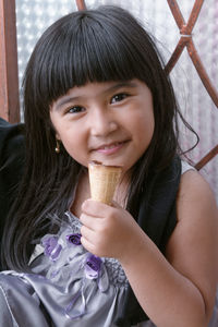 Portrait of a girl with ice cream