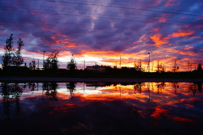 Scenic view of sunset over river