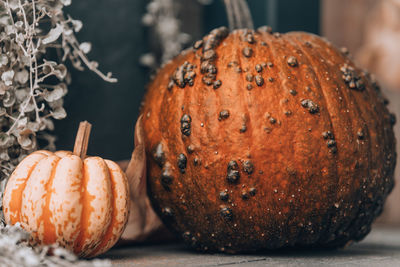 Close-up of pumpkin on table