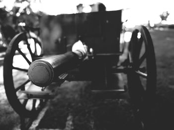 Close-up of metallic object against blurred background