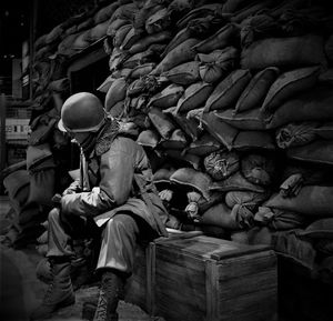 Group of people at market stall