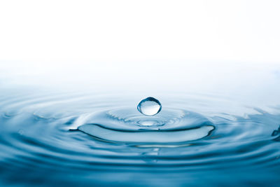 Close-up of drop splashing in water