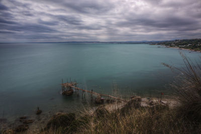 High angle view of sea against sky