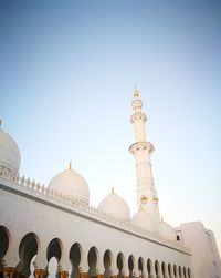 Low angle view of a building against clear blue sky