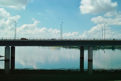 Bridge over river against sky