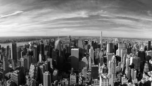 High angle view of cityscape against sky