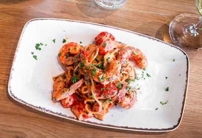 High angle view of meal served in plate