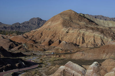 Scenic view of mountains against clear sky