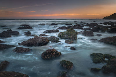 Scenic view of sea against sky during sunset