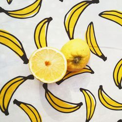 High angle view of fruits on table