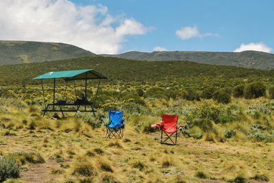 Camping at lake ellis, mount kenya national park, kenya