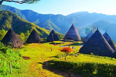 Scenic view of mountain range against sky