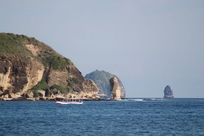 Scenic view of sea against clear sky