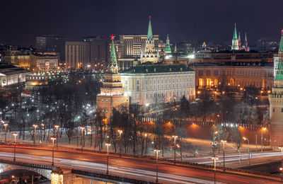 Light trails on city street at night